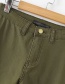 Fashion Olive Zipper Decorated Pure Color Pants