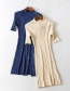 Fashion Beige Pure Color Decorated Knitting Dress