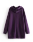 Fashion Purple Pure Color Decorated Sweatshirt