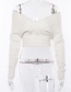 White Off Shoulder Design Pure Color Sweater
