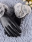 Fashion Claret Red Fur Decorated Pure Color Gloves