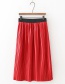 Fashion Red Pure Color Decorated Skirt
