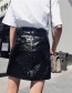 Fashion Black Zipper Decorated Pure Color Skirt
