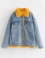 Fashion Yellow+blue Color Matching Design Simple Coat