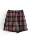 Fashion Red+navy Grid Pattern Decorated Color Matching Skirt