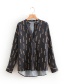 Fashion Black Chains Pattern Decorated Long Sleeves Smock
