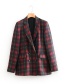Fashion Red Grid Pattern Design Long Sleeves Coat