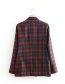 Fashion Red Grid Pattern Design Long Sleeves Coat