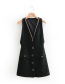 Fashion Black V Neckline Design Sleeveless Dress