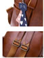 Fashion Brown Double Zippers Design High-capacity Backpack