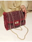 Fashion Red Grid Shape Design Pure Color Shoulder Bag