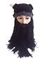 Lovely Black Ox Horn Shape Design Funny Knitting Hat