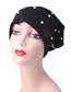 Fashion Black Pearls Decorated Pure Color Hat