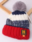 Fashion Blue Letter H Decorated Baby Thicken Hat