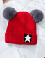 Fashion Red Fuzzy Balls Decorated Child Knitted Hat
