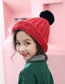 Fashion Plum Red Fuzzy Balls Decorated Child Knitted Hat