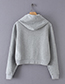 Fashion Gray Pure Color Decorated Drawstring Design Hoodie
