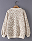 Fashion Khaki Leopard Pattern Design Round Neckline Sweater