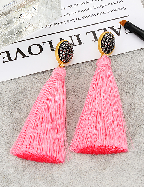 Fashion Light Blue Tassel Decorated Pure Color Earrings