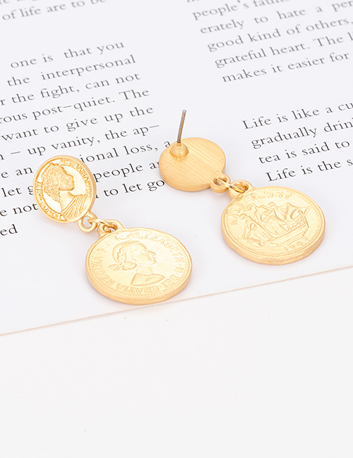 Fashion Gold Color Double Round Shape Design Simple Earrings