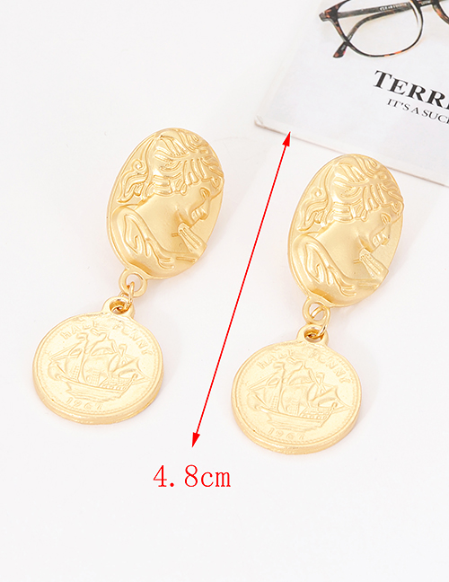 Fashion Gold Color Sailboat Pattern Decorated Simple Earrings