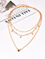 Fashion Gold Color Flowers Decorated Multi-layer Necklace