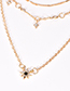 Fashion Gold Color Flowers Decorated Multi-layer Necklace