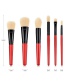 Fashion Beige+red Color Matching Design Cosmetic Brush(6pcs)