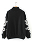 Fashion Black High Neckline Design Long Sleeves Sweater