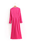 Fashion Plum Red V Neckline Design Pure Color Dress