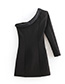 Fashion Black Pure Color Design One-shoulder Dress