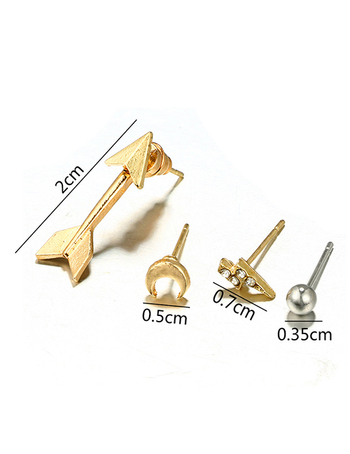 Fashion Gold Color Arrow&moon Shape Design Earrings Sets