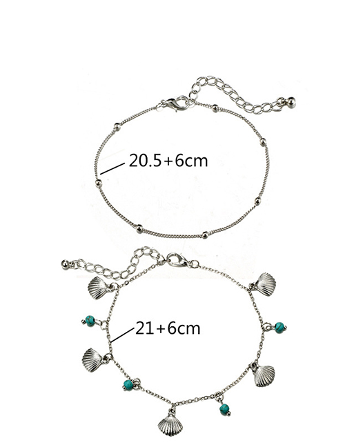 Fashion Silver Color Scallop Decorated Simple Anklet (2pcs)