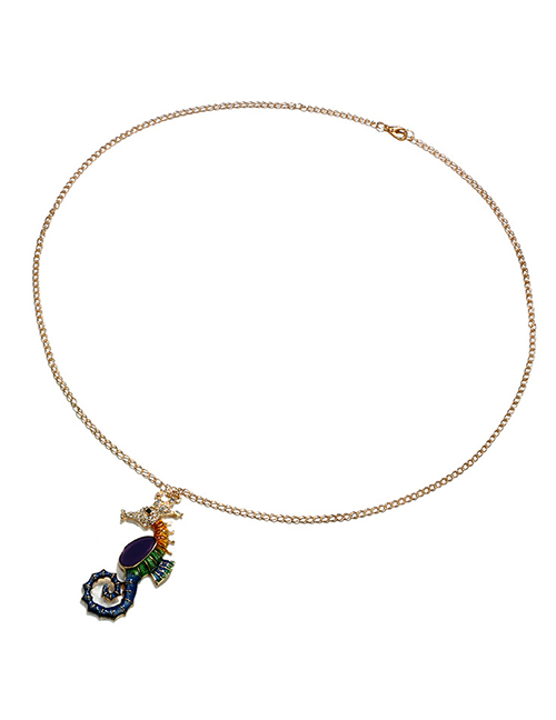 Fashion Gold Color Hippocampus Pendant Decorated Necklace