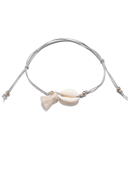 Fashion Gray+beige Shell&tassel Decorated Simple Anklet