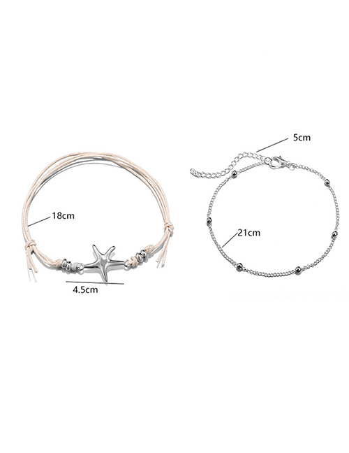 Fashion Silver Color+beige Starfish Decorated Simple Anklet&bracele(2pcs)