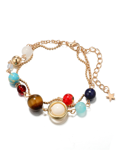 Fashion Gold Color Beads Decorated Double Layer Anklet