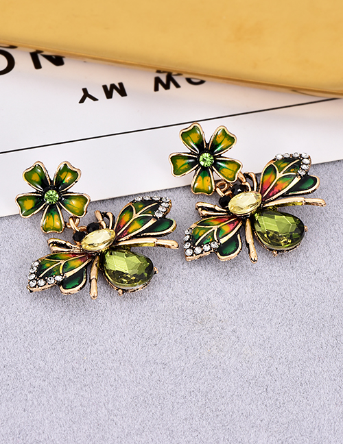 Fashion Navy Bee&flower Shape Design Earrings