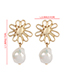 Fashion Gold Color Pearls Decorated Hollow Out Earrings