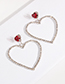 Fashion Red+silver Color Heart Shape Design Simple Earrings