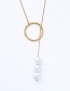 Fashion Gold Color Pearls Decorated Simple Necklace