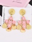 Fashion Pink Coins&flowers Decorated Earrings