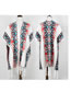 Fashion Navy Geometric Pattern Decorated Tassel Shawl