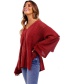 Elegant Red V Neckline Design Pure Color Sweater