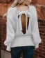 Elegant White Round Neckline Design Pure Color Sweater