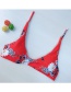 Sexy Red Flowers Pattern Design Split Swimwear