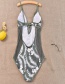 Sexy Olive V Neckline Design One-piece Swimwear