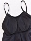Sexy Black Pure Color Decorated Split Swimwear