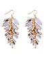 Fashion Gold Color+white Geometric Shape Decorated Tassel Earrings