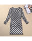 Fashion Multi-color Geometric Pattern Decorated Long Sleeves Dress